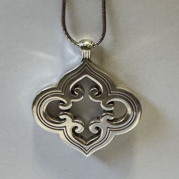 Brighton Pendant Necklace Toledo Mido 14.5" Silver Rhinestone Scroll Snake Chain - Picture 5 of 8